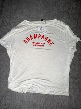 Champagne White Tee with Red Graphic - Women